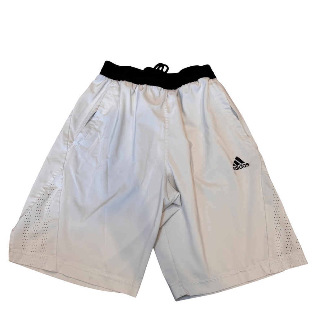 Adidas White Black Athletic Basketball Gym Training Active Shorts *Stain Sz S